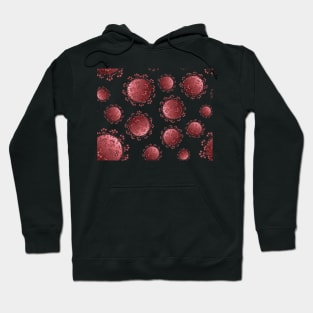 Red coronavirus bacteria pattern Hoodie